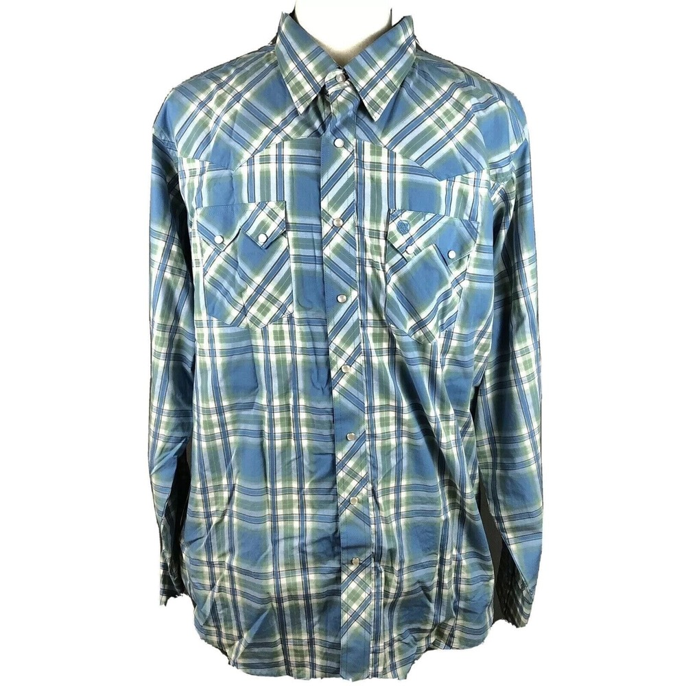 Wrangler Western Cowboy Shirt Men's XL Pearl Snaps Rodeo Southern Farmer Ranch